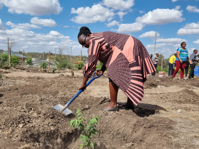 DR. Mary Manana Planting a tree at Kasarani TVC.
